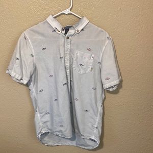 Small vans fish design short sleeve button up shirt.
